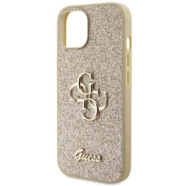 Dėklas Guess Glitter Script Big 4G iPhone 15 - Auksinis 5 Dėklas Guess Glitter Script Big 4G iPhone 15 - Auksinis 5