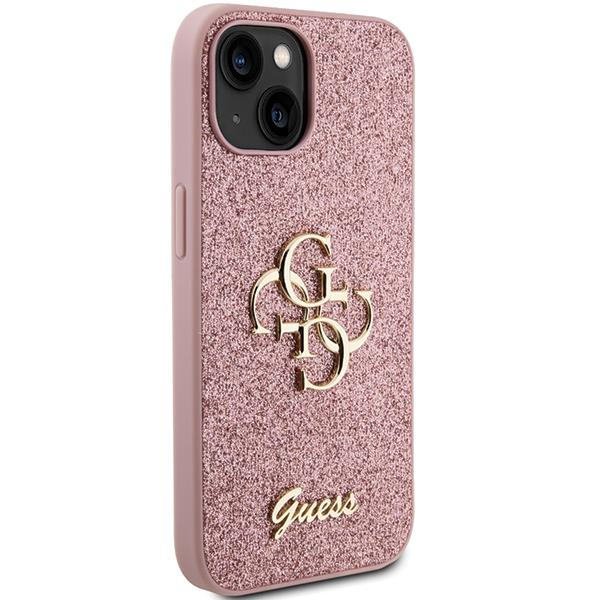 Dėklas Guess Glitter Script Big 4G   iPhone 15 - Rožinis 3 Dėklas Guess Glitter Script Big 4G   iPhone 15 - Rožinis 3