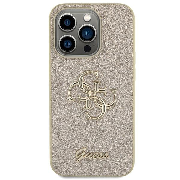 Dėklas Guess Glitter Script Big 4G iPhone 15 Pro - Auksinis 2 Dėklas Guess Glitter Script Big 4G iPhone 15 Pro - Auksinis 2