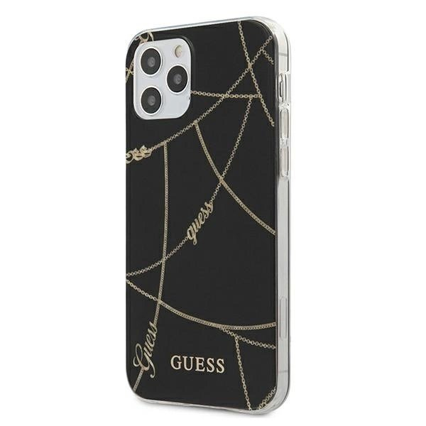 Guess Auksinis Chain Collection iPhone 12 Pro Max 6.7" Dėklas - Juodas Guess Auksinis Chain Collection iPhone 12 Pro Max 6.7" Dėklas - Juodas