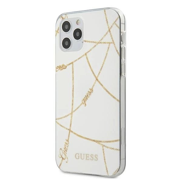 Guess Auksinis Chain Collection iPhone 12 Pro Max 6.7" Dėklas - Baltas Guess Auksinis Chain Collection iPhone 12 Pro Max 6.7" Dėklas - Baltas