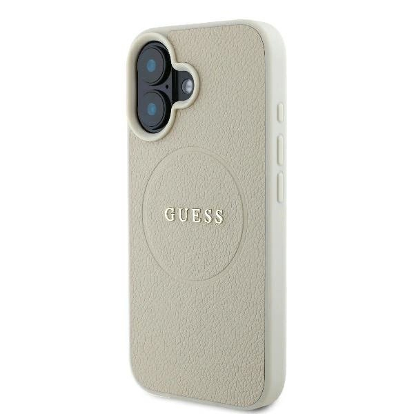 iPhone 16 – Guess Grained Ring MagSafe dėklas - Smėlinis 1 iPhone 16 – Guess Grained Ring MagSafe dėklas - Smėlinis 1