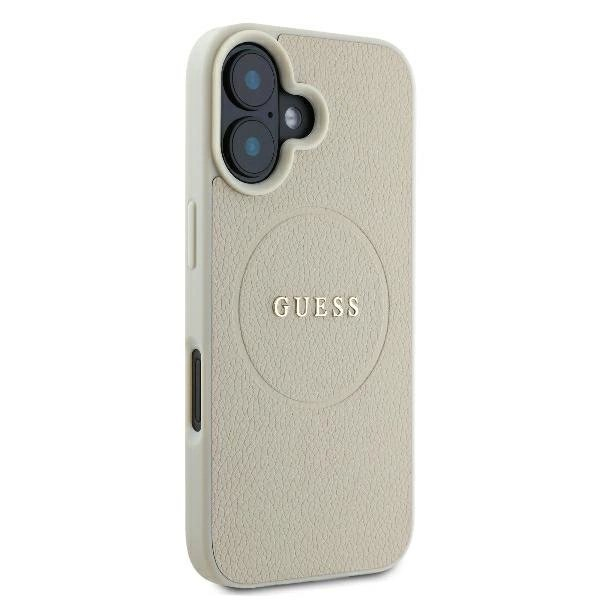 iPhone 16 – Guess Grained Ring MagSafe dėklas - Smėlinis 3