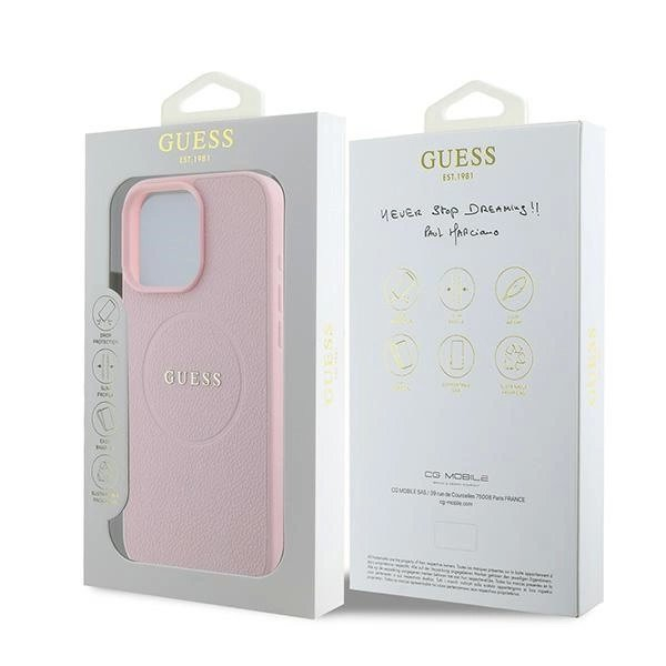 Dėklas Guess Grained Ring MagSafe iPhone 16 Pro - Rožinis 7 Dėklas Guess Grained Ring MagSafe iPhone 16 Pro - Rožinis 7