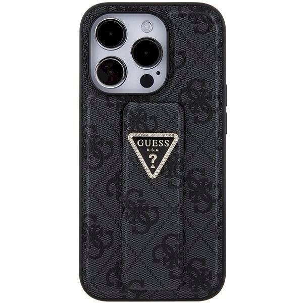 Originalus Guess dėklas Grip Stand 4G Triangle StrassiPhone 15 Pro - Juodas 3 Originalus Guess dėklas Grip Stand 4G Triangle StrassiPhone 15 Pro - Juodas 3