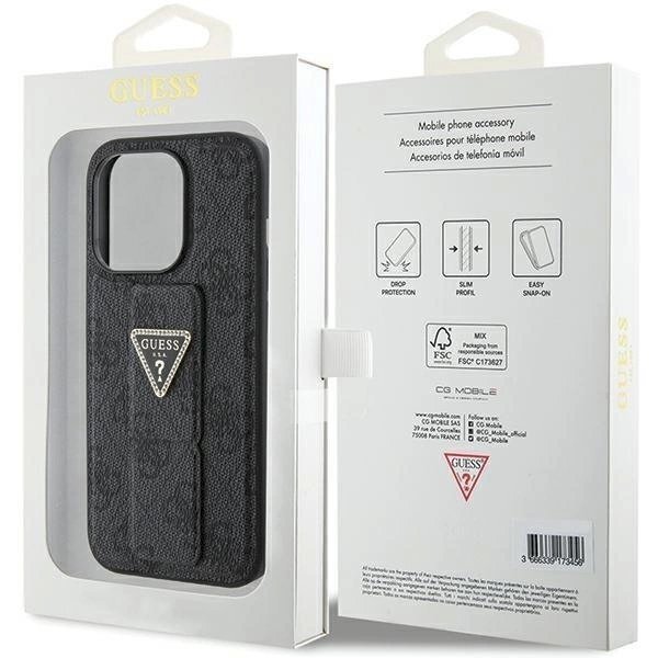Originalus Guess dėklas Grip Stand 4G Triangle StrassiPhone 15 Pro - Juodas 8 Originalus Guess dėklas Grip Stand 4G Triangle StrassiPhone 15 Pro - Juodas 8