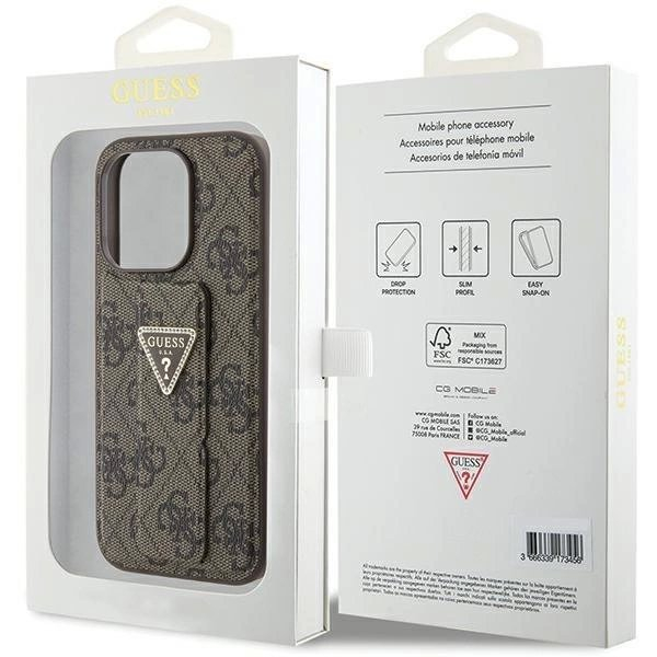 Originalus Guess dėklas Grip Stand 4G Triangle StrassiPhone 15 Pro - Rudas 8 Originalus Guess dėklas Grip Stand 4G Triangle StrassiPhone 15 Pro - Rudas 8