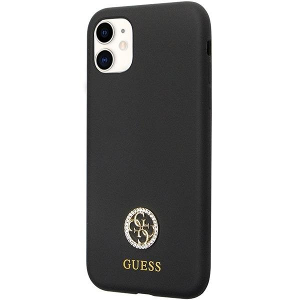 Originalus dėklas Guess GUHCN614DGPK Case skirta iPhone 11 / Xr - Juodas Silicone Logo Strass 4G 1 Originalus dėklas Guess GUHCN614DGPK Case skirta iPhone 11 / Xr - Juodas Silicone Logo Strass 4G 1