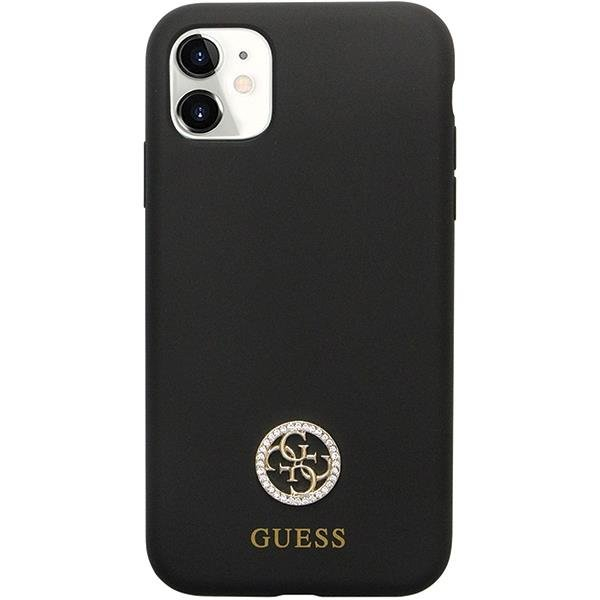 Originalus dėklas Guess GUHCN614DGPK Case skirta iPhone 11 / Xr - Juodas Silicone Logo Strass 4G 2 Originalus dėklas Guess GUHCN614DGPK Case skirta iPhone 11 / Xr - Juodas Silicone Logo Strass 4G 2