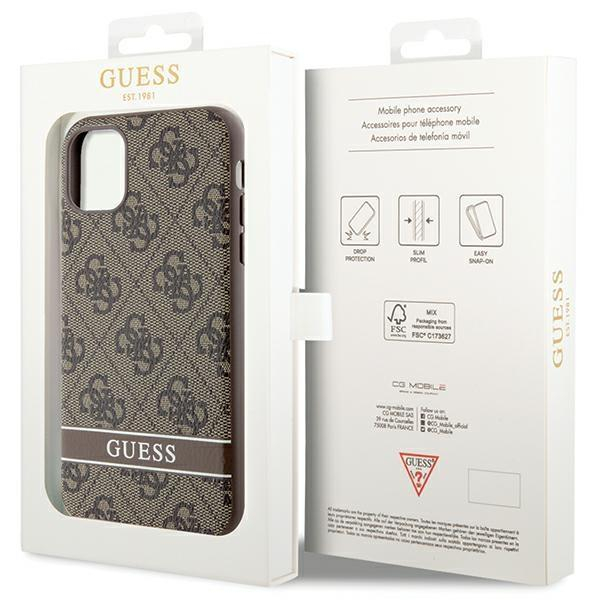 Dėklas Guess 4G Stripe GUHCN61P4SNW iPhone 11 / Xr Rudas 7 Dėklas Guess 4G Stripe GUHCN61P4SNW iPhone 11 / Xr Rudas 7