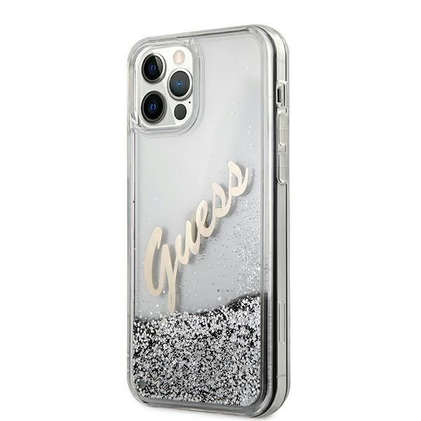 Dėklas Guess GUHCP12LGLVSSI Glitter Vintage Script iPhone 12 Pro Max 6,7" Sidabrinis 1 Dėklas Guess GUHCP12LGLVSSI Glitter Vintage Script iPhone 12 Pro Max 6,7" Sidabrinis 1