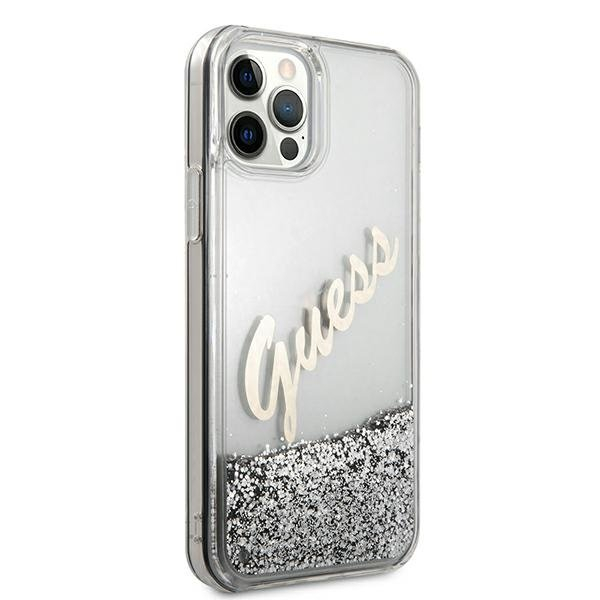 Dėklas Guess GUHCP12LGLVSSI Glitter Vintage Script iPhone 12 Pro Max 6,7" Sidabrinis 3 Dėklas Guess GUHCP12LGLVSSI Glitter Vintage Script iPhone 12 Pro Max 6,7" Sidabrinis 3