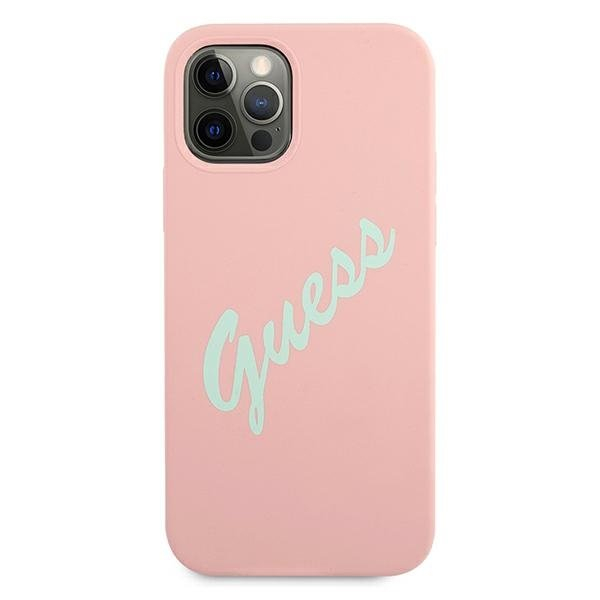 Dėklas Guess GUHCP12LLSVSPG Silicone Vintage iPhone 12 Pro Max 6,7" žalias-rožinis 2 Dėklas Guess GUHCP12LLSVSPG Silicone Vintage iPhone 12 Pro Max 6,7" žalias-rožinis 2