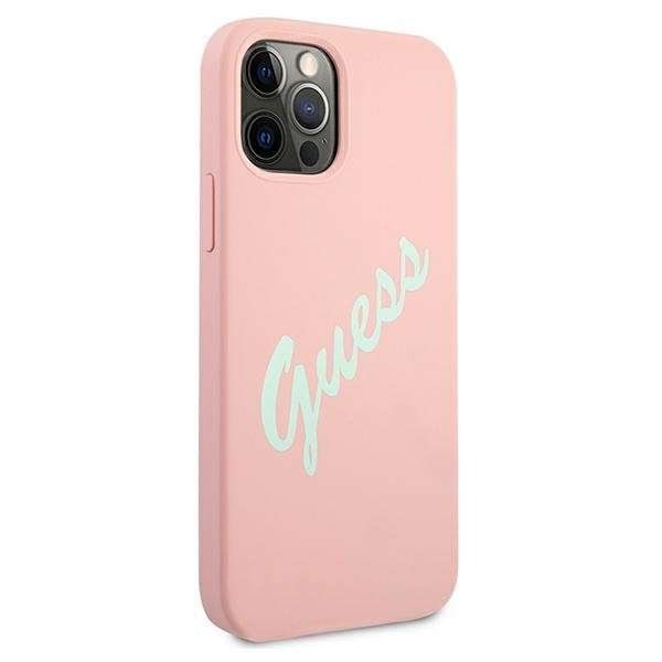 Dėklas Guess GUHCP12LLSVSPG Silicone Vintage iPhone 12 Pro Max 6,7" žalias-rožinis 3 Dėklas Guess GUHCP12LLSVSPG Silicone Vintage iPhone 12 Pro Max 6,7" žalias-rožinis 3