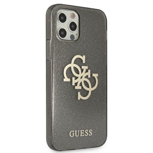 Originalus Guess dėklas GUHCP12LPCUGL4GBK iPhone 12 Pro Max 6.7 Juodas Glitter 4G Big Logo 3