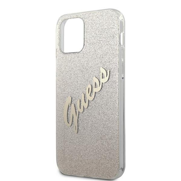 Originalus Guess dėklas GUHCP12MPCUGLSGO iPhone 12/12 Pro auksinis Glitter Gradient Script 5