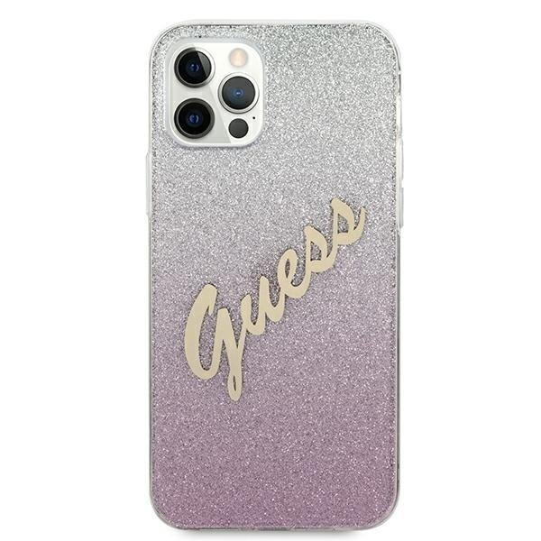 Originalus Guess dėklas GUHCP12MPCUGLSPI iPhone 12/12 Pro rožinis Glitter Gradient Script 2 Originalus Guess dėklas GUHCP12MPCUGLSPI iPhone 12/12 Pro rožinis Glitter Gradient Script 2