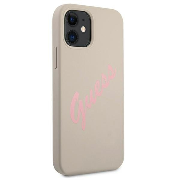 Dėklas Guess GUHCP12SLSVSGP Silicone Vintage iPhone 12 mini 5,4" pilkas-rožinis 3 Dėklas Guess GUHCP12SLSVSGP Silicone Vintage iPhone 12 mini 5,4" pilkas-rožinis 3