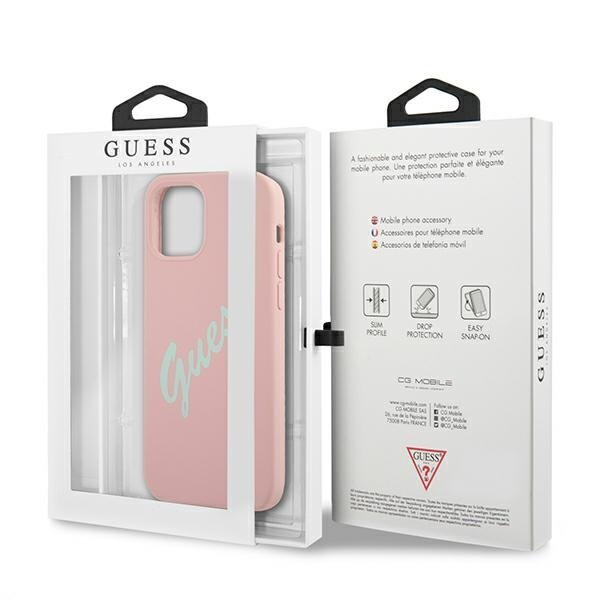 Dėklas Guess GUHCP12SLSVSPG Silicone Vintage iPhone 12 mini 5,4" žalias-rožinis 7 Dėklas Guess GUHCP12SLSVSPG Silicone Vintage iPhone 12 mini 5,4" žalias-rožinis 7