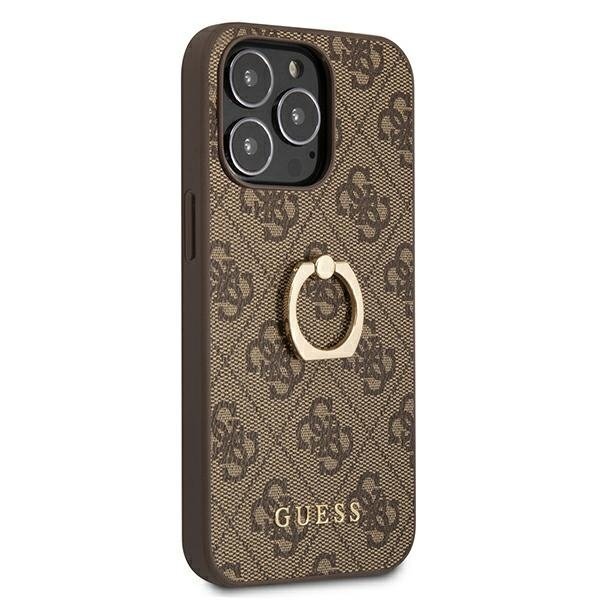 Originalus Guess dėklas GUHCP13L4GMRBR iPhone 13 Pro / 13 6,1" Rudas 4G su žiedu/laikikliu 3 Originalus Guess dėklas GUHCP13L4GMRBR iPhone 13 Pro / 13 6,1" Rudas 4G su žiedu/laikikliu 3