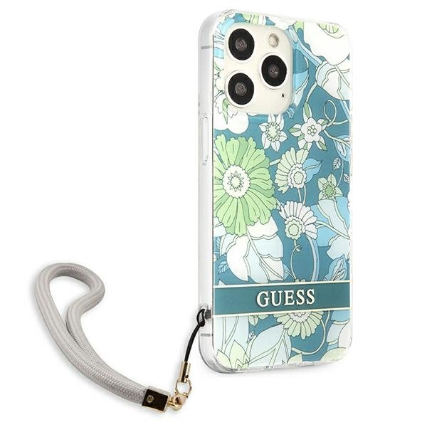 Dėklas Guess GUHCP13LHFLSN iPhone 13 Pro Flower Strap Žalias 3 Dėklas Guess GUHCP13LHFLSN iPhone 13 Pro Flower Strap Žalias 3