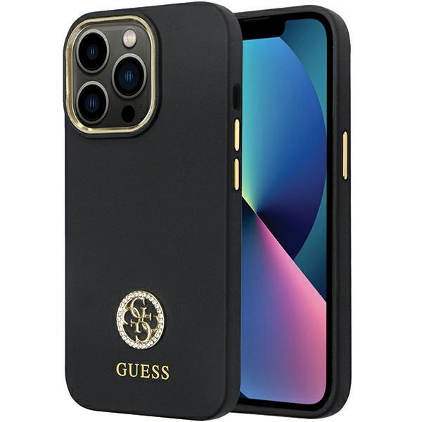 Originalus dėklas Guess GUHCP13LM4DGPK case skirta iPhone 13 Pro / 13 - Juodas Silicone Logo Strass 4G Originalus dėklas Guess GUHCP13LM4DGPK case skirta iPhone 13 Pro / 13 - Juodas Silicone Logo Strass 4G