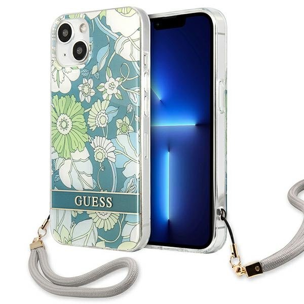 Dėklas Guess Flower Strap GUHCP13SHFLSN iPhone 13 mini Žalias Dėklas Guess Flower Strap GUHCP13SHFLSN iPhone 13 mini Žalias