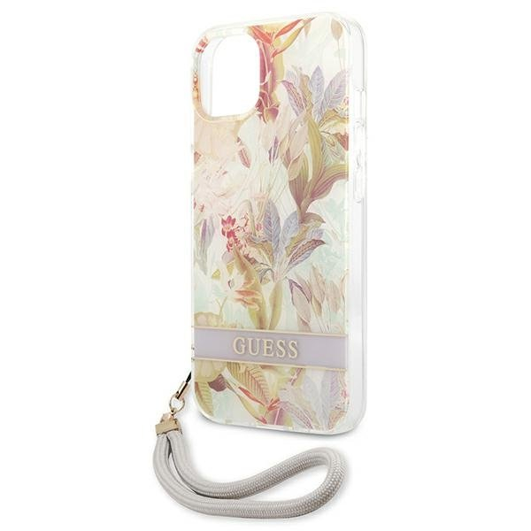 Dėklas Guess Flower Strap GUHCP13SHFLSU iPhone 13 mini Purpurinis 5 Dėklas Guess Flower Strap GUHCP13SHFLSU iPhone 13 mini Purpurinis 5