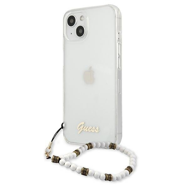 Dėklas Guess GUHCP13SKPSWH iPhone 13 mini White Pearl 1 Dėklas Guess GUHCP13SKPSWH iPhone 13 mini White Pearl 1