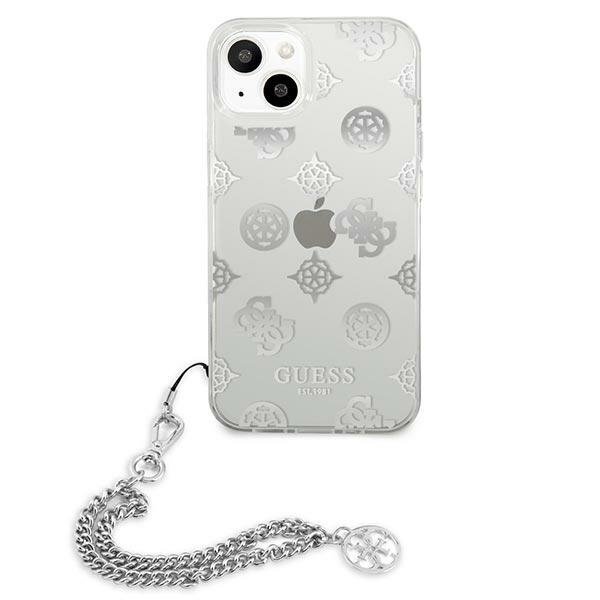 Originalus Guess dėklas GUHCP13SKSPESI iPhone 13 mini 5,4 Sidabrinis Peony Chain Collection 2 Originalus Guess dėklas GUHCP13SKSPESI iPhone 13 mini 5,4 Sidabrinis Peony Chain Collection 2