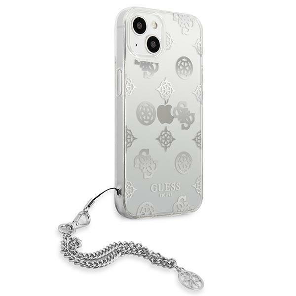 Originalus Guess dėklas GUHCP13SKSPESI iPhone 13 mini 5,4 Sidabrinis Peony Chain Collection 3 Originalus Guess dėklas GUHCP13SKSPESI iPhone 13 mini 5,4 Sidabrinis Peony Chain Collection 3