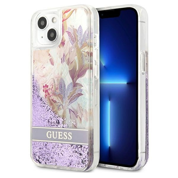 Dėklas Guess Flower Liquid Glitter GUHCP13SLFLSU iPhone 13 mini Violetinis Dėklas Guess Flower Liquid Glitter GUHCP13SLFLSU iPhone 13 mini Violetinis