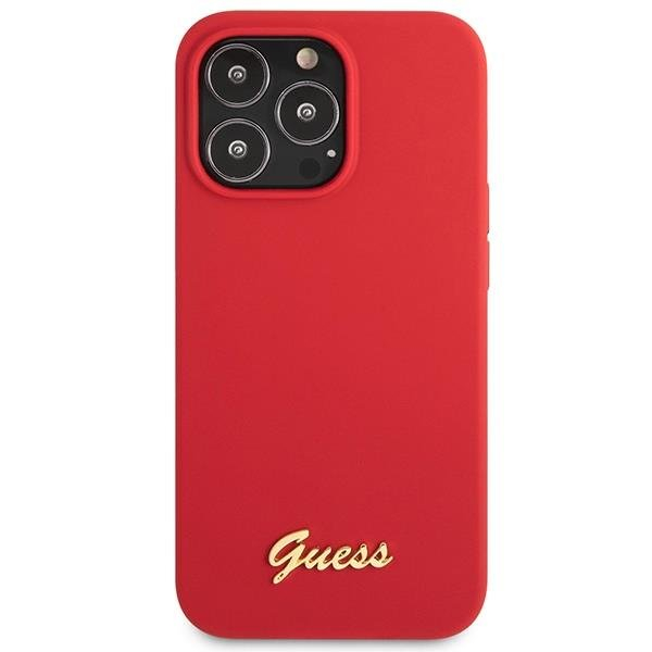 Dėklas Guess Silicone Vintage Gold Logo GUHCP13XLSLMGRE iPhone 13 Pro Max Raudonas 2 Dėklas Guess Silicone Vintage Gold Logo GUHCP13XLSLMGRE iPhone 13 Pro Max Raudonas 2