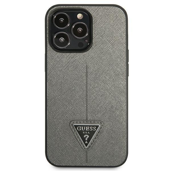 Dėklas Guess SaffianoTriangle Logo GUHCP14XPSATLG iPhone 14 Pro Max Sidabrinis 2 Dėklas Guess SaffianoTriangle Logo GUHCP14XPSATLG iPhone 14 Pro Max Sidabrinis 2