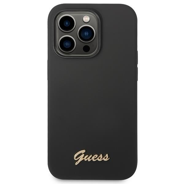 Dėklas Guess Silicone Vintage Gold Logo GUHCP14XSLSMK iPhone 14 Pro Max Juodas 2