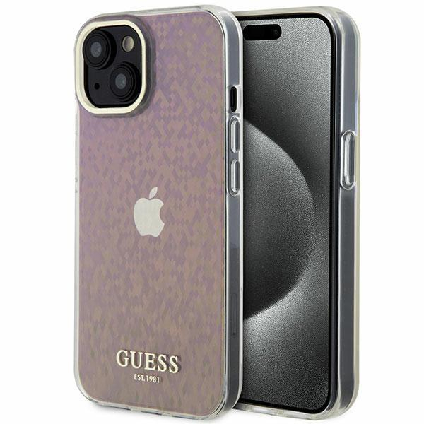 Originalus dėklas Guess GUHCP15SHDECMP iPhone 15 6.1  rožinis/rožinis hardcase IML Faceted Mirror Disco Iridescent Originalus dėklas Guess GUHCP15SHDECMP iPhone 15 6.1  rožinis/rožinis hardcase IML Faceted Mirror Disco Iridescent