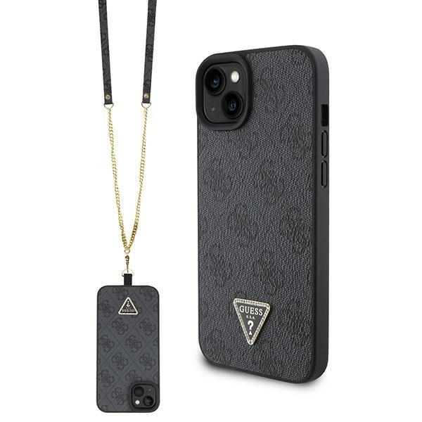Originalus dėklas Guess GUHCP15SP4TDSCPK iPhone 15 6.1  Juodas hardcase Crossbody 4G Metal Logo Originalus dėklas Guess GUHCP15SP4TDSCPK iPhone 15 6.1  Juodas hardcase Crossbody 4G Metal Logo