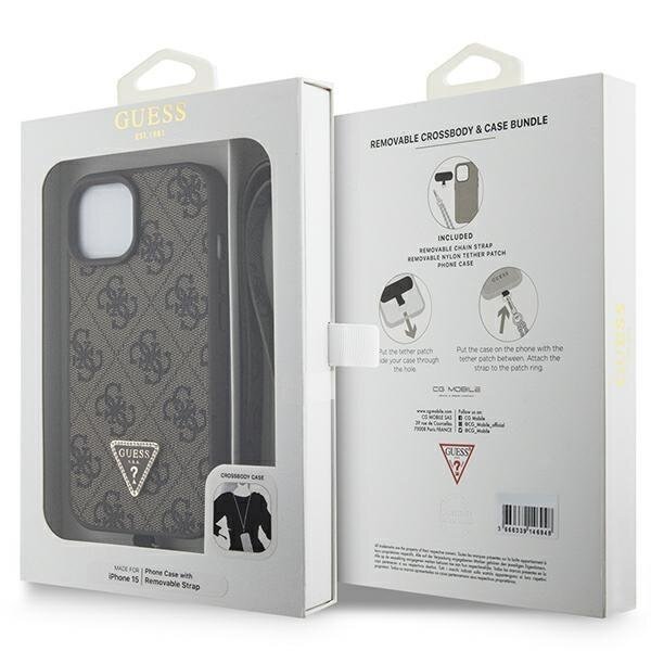 Originalus dėklas Guess GUHCP15SP4TDSCPW iPhone 15 6.1  Rudas/Rudas hardcase Crossbody 4G Metal Logo 8 Originalus dėklas Guess GUHCP15SP4TDSCPW iPhone 15 6.1  Rudas/Rudas hardcase Crossbody 4G Metal Logo 8