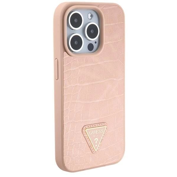Originalus Guess dėklas GUHCP15XPCRTHCP iPhone 15 Pro Max Rožinis/Rožinis hardcase Croco Triangle Metal Logo 3 Originalus Guess dėklas GUHCP15XPCRTHCP iPhone 15 Pro Max Rožinis/Rožinis hardcase Croco Triangle Metal Logo 3
