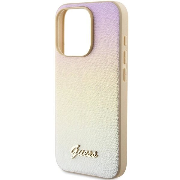 Originalus Guess dėklas GUHCP15XPSAIRSD iPhone 15 Pro Max 6.7" Auksinis/Auksinis hardcase Saffiano Iridescent Script 5 Originalus Guess dėklas GUHCP15XPSAIRSD iPhone 15 Pro Max 6.7" Auksinis/Auksinis hardcase Saffiano Iridescent Script 5