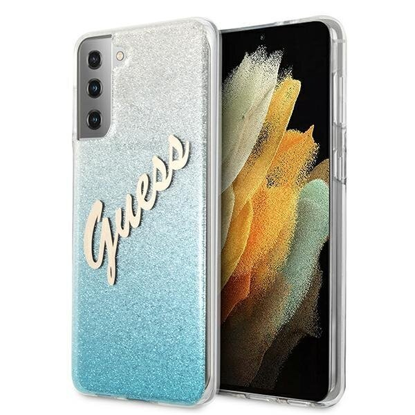Originalus Guess dėklas GUHCS21MPCUGLSBL S21+ G996 mėlynas Glitter Gradient Script Originalus Guess dėklas GUHCS21MPCUGLSBL S21+ G996 mėlynas Glitter Gradient Script