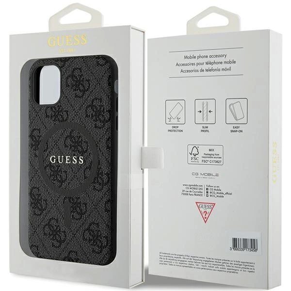 Originalus Guess dėklas GUHMN61G4GFRK iPhone 11 6.1" / Xr Juodas/Juodas hardcase 4G Collection Leather Metal Logo MagSafe 7 Originalus Guess dėklas GUHMN61G4GFRK iPhone 11 6.1" / Xr Juodas/Juodas hardcase 4G Collection Leather Metal Logo MagSafe 7