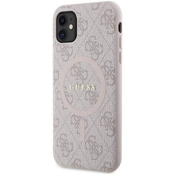 Originalus Guess dėklas GUHMN61G4GFRP iPhone 11 6.1" / Xr Rožinis/Rožinis hardcase 4G Collection Leather Metal Logo MagSafe 1 Originalus Guess dėklas GUHMN61G4GFRP iPhone 11 6.1" / Xr Rožinis/Rožinis hardcase 4G Collection Leather Metal Logo MagSafe 1