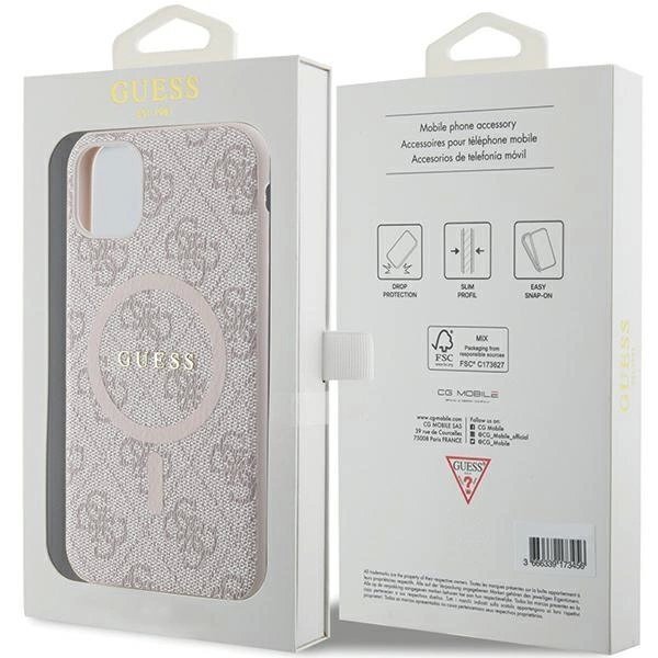 Originalus Guess dėklas GUHMN61G4GFRP iPhone 11 6.1" / Xr Rožinis/Rožinis hardcase 4G Collection Leather Metal Logo MagSafe 7 Originalus Guess dėklas GUHMN61G4GFRP iPhone 11 6.1" / Xr Rožinis/Rožinis hardcase 4G Collection Leather Metal Logo MagSafe 7