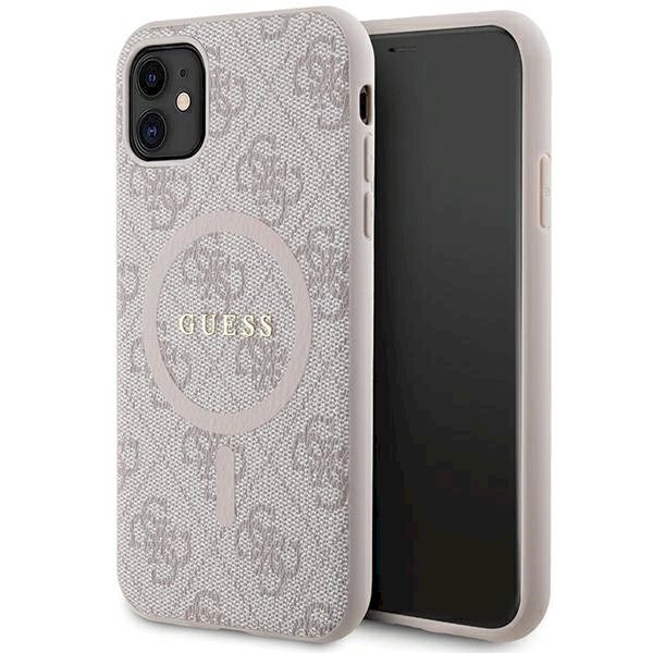 Originalus Guess dėklas GUHMN61G4GFRP iPhone 11 6.1" / Xr Rožinis/Rožinis hardcase 4G Collection Leather Metal Logo MagSafe Originalus Guess dėklas GUHMN61G4GFRP iPhone 11 6.1" / Xr Rožinis/Rožinis hardcase 4G Collection Leather Metal Logo MagSafe