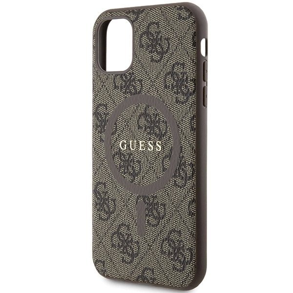 Originalus Guess dėklas GUHMN61G4GFRW iPhone 11 6.1" / Xr Rudas/Rudas hardcase 4G Collection Leather Metal Logo MagSafe 5 Originalus Guess dėklas GUHMN61G4GFRW iPhone 11 6.1" / Xr Rudas/Rudas hardcase 4G Collection Leather Metal Logo MagSafe 5