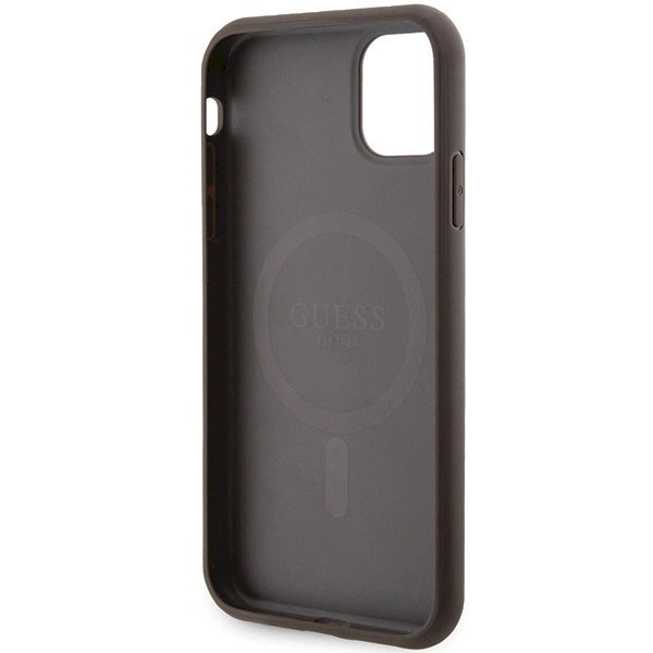 Originalus Guess dėklas GUHMN61G4GFRW iPhone 11 6.1" / Xr Rudas/Rudas hardcase 4G Collection Leather Metal Logo MagSafe 6 Originalus Guess dėklas GUHMN61G4GFRW iPhone 11 6.1" / Xr Rudas/Rudas hardcase 4G Collection Leather Metal Logo MagSafe 6