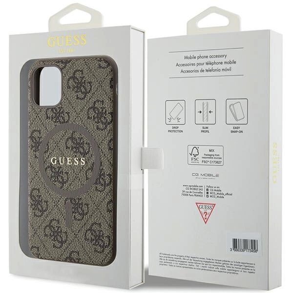 Originalus Guess dėklas GUHMN61G4GFRW iPhone 11 6.1" / Xr Rudas/Rudas hardcase 4G Collection Leather Metal Logo MagSafe 7 Originalus Guess dėklas GUHMN61G4GFRW iPhone 11 6.1" / Xr Rudas/Rudas hardcase 4G Collection Leather Metal Logo MagSafe 7