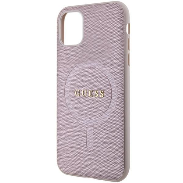 Dėklas Guess GUHMN61PSAHMCP   iPhone 11 / Xr - Rožinis Saffiano MagSafe 5 Dėklas Guess GUHMN61PSAHMCP   iPhone 11 / Xr - Rožinis Saffiano MagSafe 5