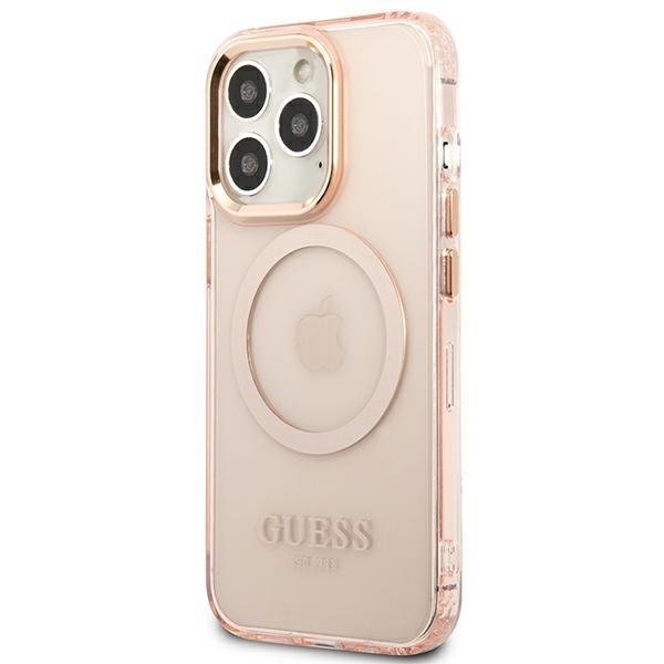 Dėklas Guess Gold Outline Translucent MagSafe GUHMP13LHTCMP iPhone 13 Pro / 13 Rožinis 1 Dėklas Guess Gold Outline Translucent MagSafe GUHMP13LHTCMP iPhone 13 Pro / 13 Rožinis 1